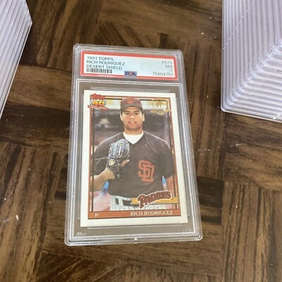 1991 Topps Desert Shield #573 RICH RODRIGUEZ PSA 7 PADRES AUTHENTIC - Image 1 of 2
