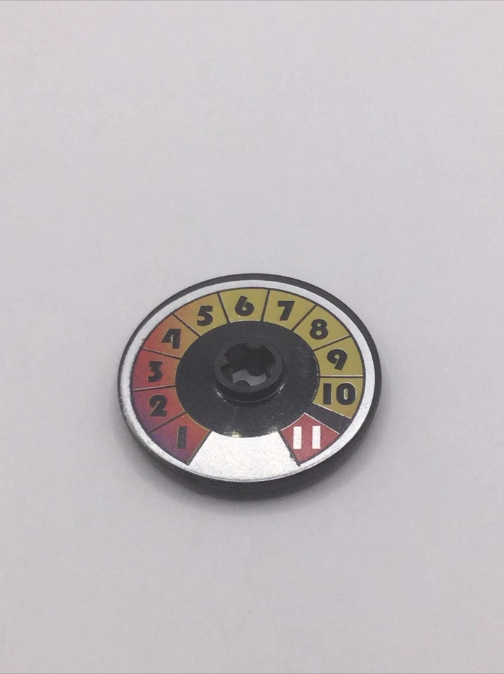 Lego 1x 2958pb044 Black Technic, Disk 3 x 3 Numbers 1 to 11 Pattern Dial Counter - Image 1 of 1