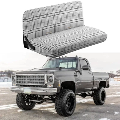 Fundas de asiento de camioneta para Chevrolet K10 K20 K30 gris + negro banco delantero con diseño Foto 1 de 4