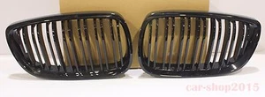 Front Kidney Grille Glossy Black M4 Style For BMW E92 E93 328i 335i M3 2DR 07-10 - Picture 1 of 5