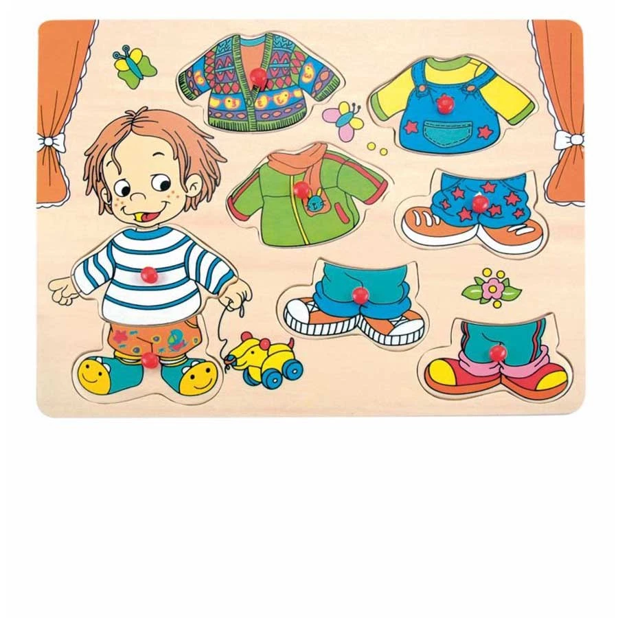 WOODYLAND KEINKINDER HOLZ SETZPUZZLE JUNGE Holzspielzeug Steckpuzzle Puzzle Kinder # 90320