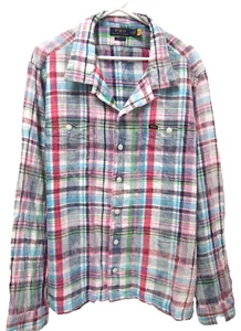 Polo Ralph Lauren Mens Shirt XL Colorful Plaid Long Sleeve Button Pink Blue - Picture 1 of 5