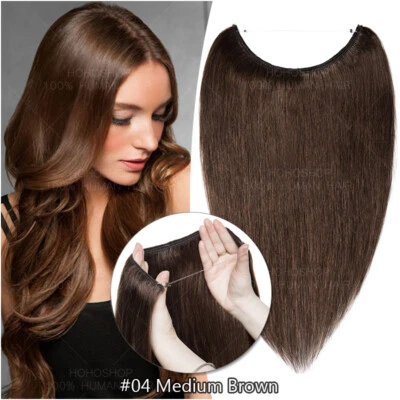 Nahtlos DICK 100% Remy Echthaar Stirnband Wire Flip In Haarteil Extensions Blond - Bild 1 von 4