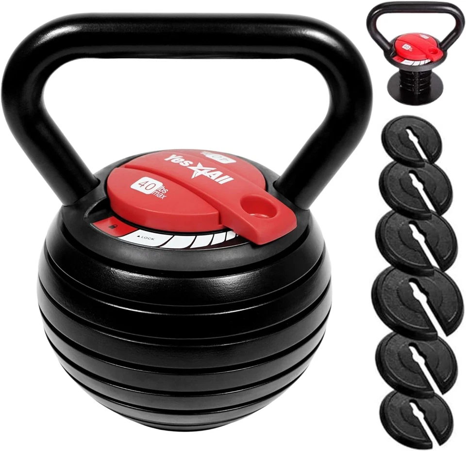 Yes4All 10-40lb Adjustable Kettlebell Weights/kettlebell Weights Set – Cast Iron