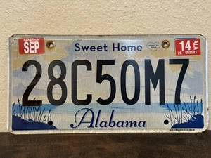 Placa de matrícula 28C50M7 de septiembre de 2014 de Estados Unidos escena de playa del estado de Alabama - Imagen 1 de 3