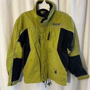 Spyder XT Kids Sz 14 Lime Green Ski Snowboard Jacket Spider Youth Zip Shell Coat - Picture 1 of 17