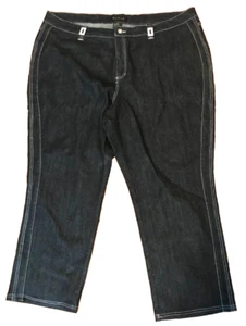 Ashley Stewart Jeans Sz 24 NWOT Blue Rhinestone Accent 44W x 28I High Rise - Picture 1 of 8
