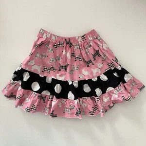 Lolly Wolly Doodle Pink Black White Dog Print Polka Dot Skirt Girls Size 8/9 - Picture 1 of 5