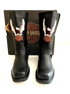 Harley Davidson Herren Darren Motorradstiefel Größe 10,5 schwarz D93216 Reiten neu im Karton - Bild 1 von 8