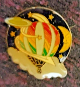 Vintage Enamel Hot Air Balloon Rainbow Colors Hat Pin Size 1"tall x 7/8" wide - Picture 1 of 1
