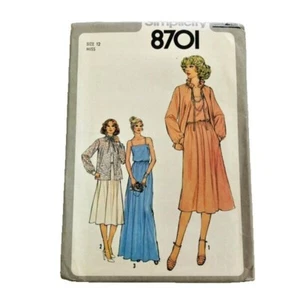 Vintage Simplicity Sewing Pattern 8701 Misses Dress Jacket Size 12 Uncut - Picture 1 of 2