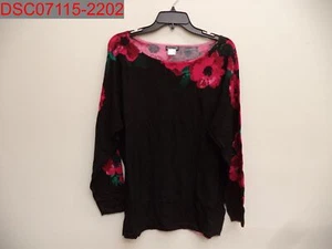 NWT - Venus Women's Black Floral Detail Sweater, Size M 195320195205 - Picture 1 of 8