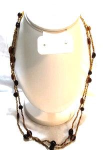Collar Mujer 54" Cuerda Larga Marrón Acrílico Cuentas Usable o Artesanal Sin Cierre - Imagen 1 de 16