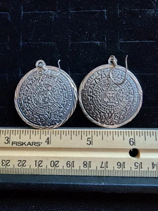 Vintage Sterling Silver Earring Set Aztec Mayan Design Marked/Tested+ - Picture 1 of 2