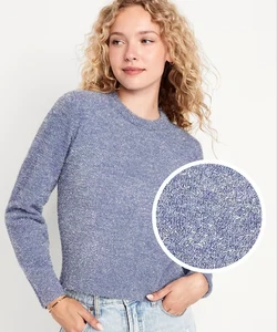 OLD NAVY PULLOVER DAMEN GR. 4XL WIMPERNGLANZ RUNDHALS LANGARM PERIWINKLE - Bild 1 von 6