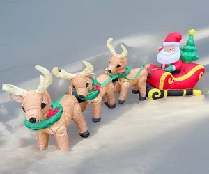 Papá Noel y Reno Inflable Exterior Decoración Patio Best Choice Design Co 11’ - Imagen 1 de 14