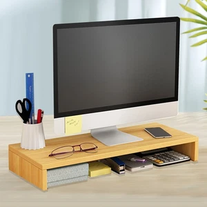 Health-conscious Monitor Stand Desktop Storage Rack Wooden Riser - Zdjęcie 1 z 11