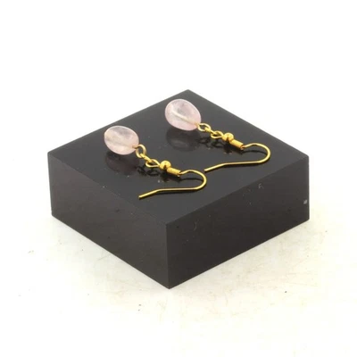 Steine Und Minéraux. Ohrringe 1 Perle Rosenquarz Du Brazilien Stahl - Bild 1 von 2