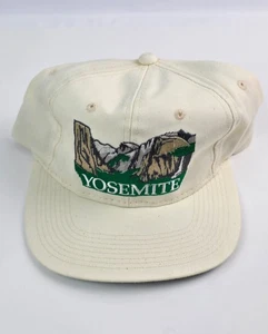 Vintage Yosemite National Park White Snapback Hat Mountain Range VG cond. - Picture 1 of 7