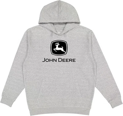 John Deere Midweight Fleece Hoodie Sweatshirt, 14802577, NWT, Grey 4 sizes - Image 1 of 2