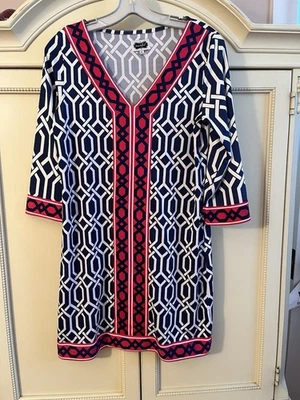 MUDPIE женщин туника Shift платье 3/4 рукав красный синий белый размер маленький - Изображение 1 из 4