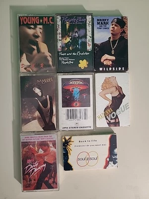 Vtg 80’s 90’s Rap Hip Hop Pop Cassette Lot (8) Young MC Prince Marky Mark Boston - Image 1 of 4