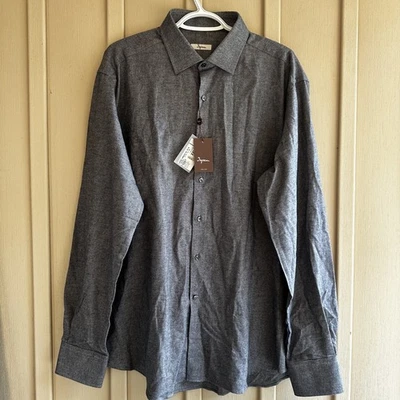 Camisa de vestir informal con botones Ingram italiana para hombre XXL deportiva azul franela de algodón 2XL Foto 1 de 4