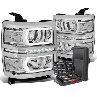 Faro proyector lateral transparente cromado + caja de herramientas Silverado 1500 2014-2015 LED Foto 1 de 4
