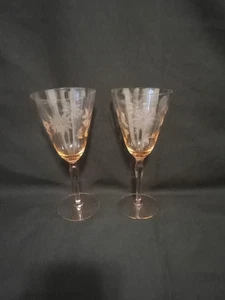 2 Lancaster Rosa Jubiläum Elegant Geätzt Blumen 7,5" Wasser/Wein Kelche - Bild 1 von 6