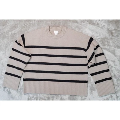 Suéter H&M holgado jaspeado tostado negro a rayas cuello redondo para mujer talla L Foto 1 de 4