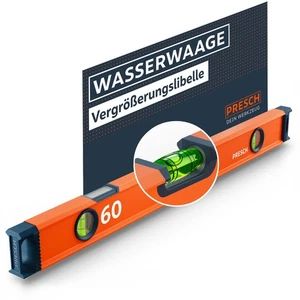 Presch Wasserwaage 60cm – Bruchfeste Weitwinkellibelle inkl. 2% Gefälle-Anzeige - Bild 1 von 12