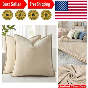 Weiche Chenille 18x18 Kissenbezüge mit genähtem Rand - moderne Eleganz für Zuhause - Bild 1 von 11