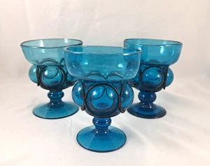 Juego/3 copas de cóctel Felipe Derflingher azul turquesa enjauladas de vidrio y metal 8 oz - Imagen 1 de 5