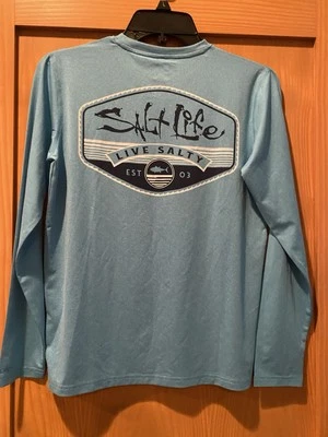 Camisa Salt Life Boy’s Aquamarine Live Salty SLX (Drifit) Manga Larga Nueva con Etiquetas M Foto 1 de 4