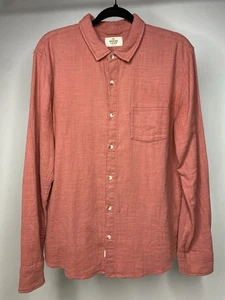 Marine Layer Stretch Selvage Long Sleeve Shirt Men's Medium Rust Red Button Up - Picture 1 of 7