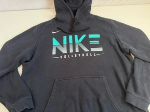 Nike Volleyball Hoodie Men's Large Black Pullover Kangaroo Pocket Cotton Blend - Picture 1 of 6