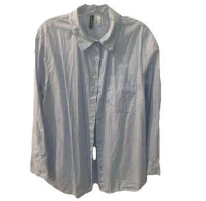 Divided H&M  Women's Shirt Sz 8 Blu/WhT Pin Striped - Picture 1 of 9