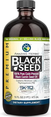 Aceite de semilla negro prensado en frío Amazing Herbs - 16 oz. Foto 1 de 4