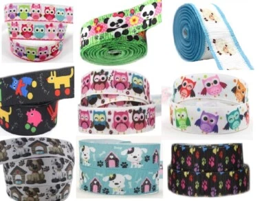 Webband Eule Ripsband Borte Owl Ribbon Nähen Kinder Geschenk Zubehör 24 mm