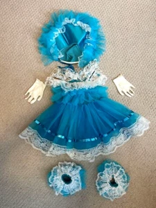 Toddler Little Bo Peep Costume w/ Dress Bonnet Gloves Choker and Shoe Covers 2-4 - Picture 1 of 6