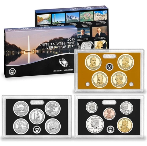 US Mint 2013 S Silver Proof Set - Complete with Box & COA Cover