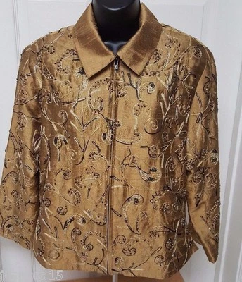 Abrigo Chaqueta Mujer Anage Talla M Mediano Dorado Negro Cachemira Foto 1 de 4