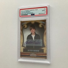 Justin Bieber 2011 Panini Americana Autograph Auto Rookie Card 44/299 PSA 9 MINT