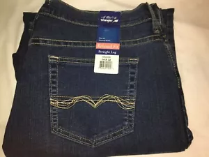 Wranger Relaxed Fix Straight Leg Blue Denim Cotton Polyester Jeans 14 NWTS! - Picture 1 of 9