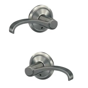 Schlage FC21WIT619ALD Satin Nickel Passage & Privacy Door Lever Set w/Alden Trim - Picture 1 of 7