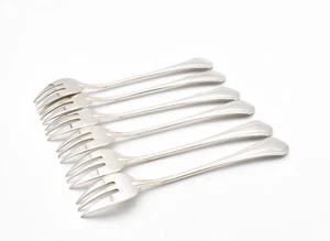 Christofle 6 fourchettes gâteau métal argenté French goldsmith cake forks (B) - Picture 1 of 6