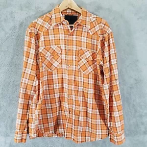 Camicia Jordan Craig da uomo grande arancione nero a quadretti perla maniche a scatto con scheda - Foto 1 di 8