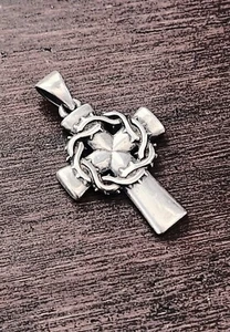 Retired James Avery Crown Of Thorns Cross Pendant Unisex - Picture 1 of 6