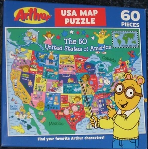 NEW Factory Sealed PBS show ARTHUR USA Map 60 piece Puzzle Free Ship ! - Picture 1 of 2