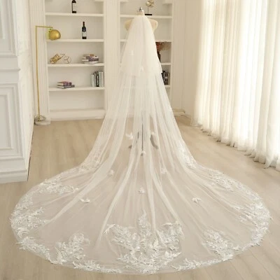 Bordado Flor Pájaros Velo Con Colorete Boda Velo Flor Velo Real Foto 1 de 4